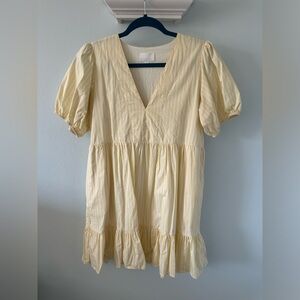 Yellow and White Striped Dress